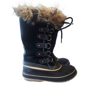 Sorel Joan Of Arctic Black Waterproof Suede Winter Snow Boot NL1540-010 Womens 6